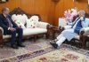 K K Pathak, Special Secy, Cabinet Secretariat during his meeting with the LG Kavinder Gupta in Leh.