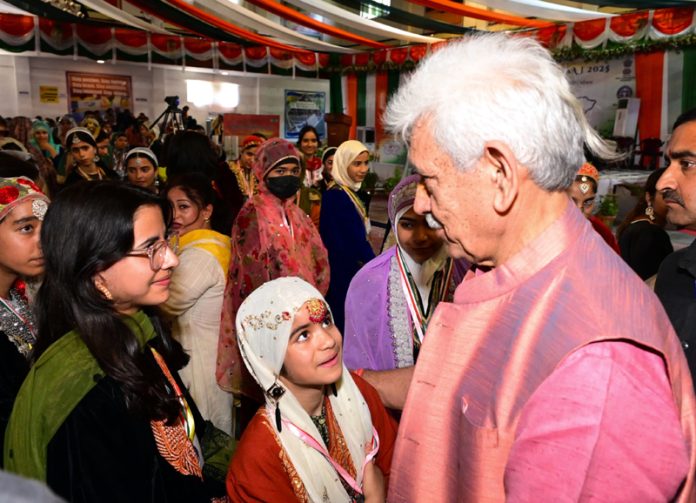 LG Manoj Sinha interacting with artists during a function at Baramulla on Tuesday. LG Manoj Sinha interacting with artists during a function at Baramulla on Tuesday.
