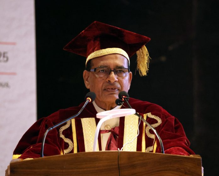 Union Minister Shivraj Singh Chouhan addressing the convocation of SKUAST-K at Srinagar. — Excelsior/Shakeel Union Minister Shivraj Singh Chouhan addressing the convocation of SKUAST-K at Srinagar. — Excelsior/Shakeel