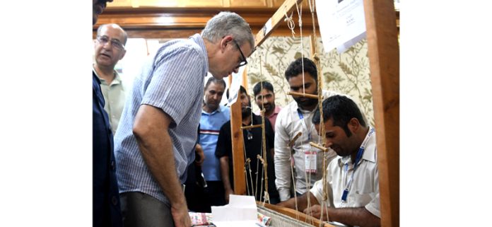 CM Omar Abdullah at J&K International Buyer-Seller Meet at SKICC Srinagar on Monday. - Excelsior/Shakeel CM Omar Abdullah at J&K International Buyer-Seller Meet at SKICC Srinagar on Monday. - Excelsior/Shakeel
