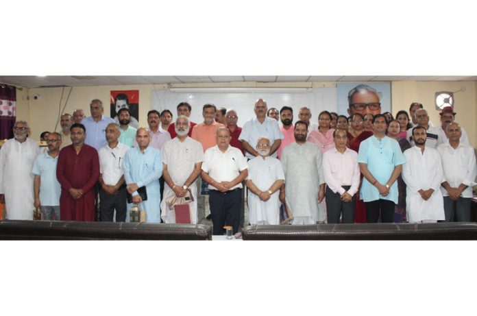 Members of Bhartiya Shiksha Samiti during an AGM at Jammu. Members of Bhartiya Shiksha Samiti during an AGM at Jammu.