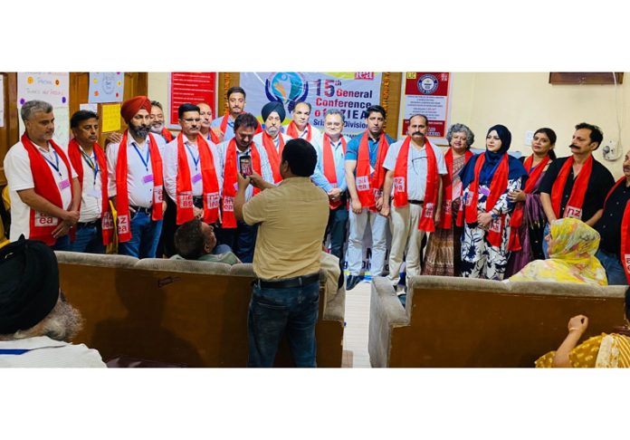 LIC employees during a conference in Jammu on Monday.