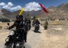 Bikers moving through Kumbathang to Randhawa during a rally. -Excelsior/Basharat Ladakhi