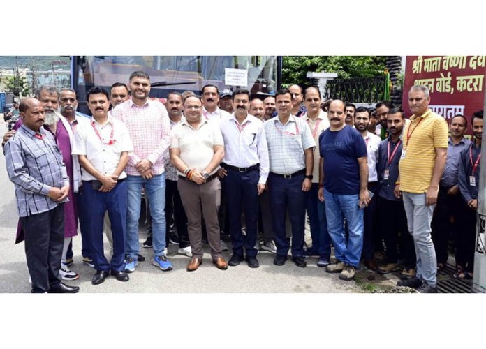 Shrine Board Jt CEO and others flagging off excursion tour of cleanliness workers.