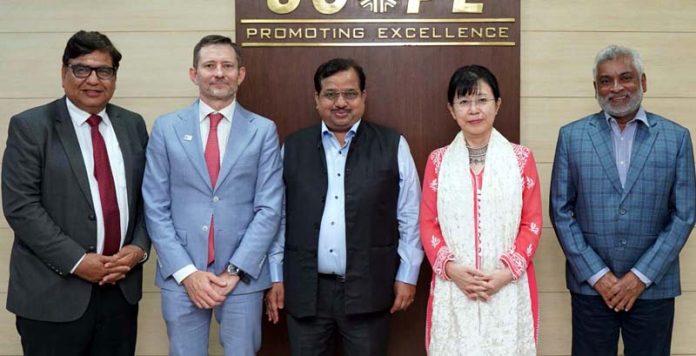 SCOPE, ILO and IOE leaders posing together after a meeting. SCOPE, ILO and IOE leaders posing together after a meeting.