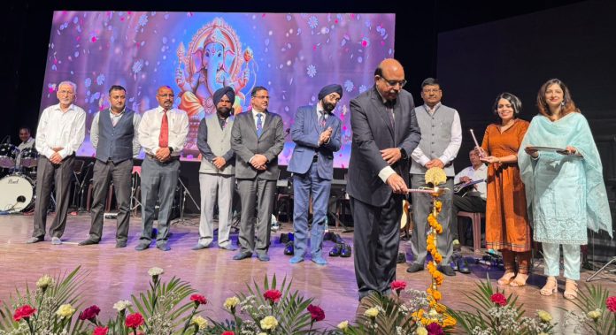 Krishan Sharma, chief general manager, Chandigarh Circle lighting the traditional lamp during a function.
