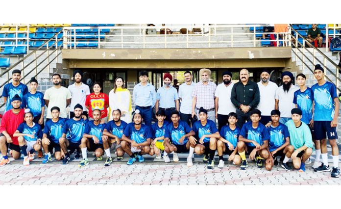 Dignitaries posing with Junior Men’s Hockey team during flagging-off ceremony at KK Hakku Hockey Stadium, Jammu. Dignitaries posing with Junior Men’s Hockey team during flagging-off ceremony at KK Hakku Hockey Stadium, Jammu.