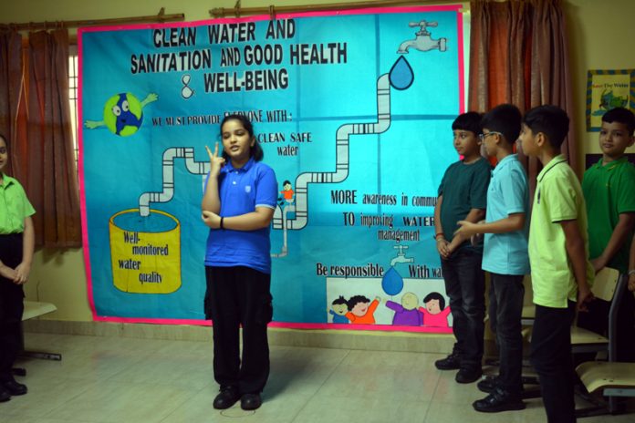 A student giving demonstration on a topic through a poster at GD Goenka Public School, Jammu. A student giving demonstration on a topic through a poster at GD Goenka Public School, Jammu.