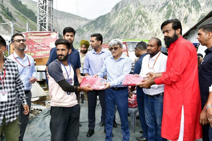 CS Atal Dulloo during visit to Baltal Base Camp on Sunday.