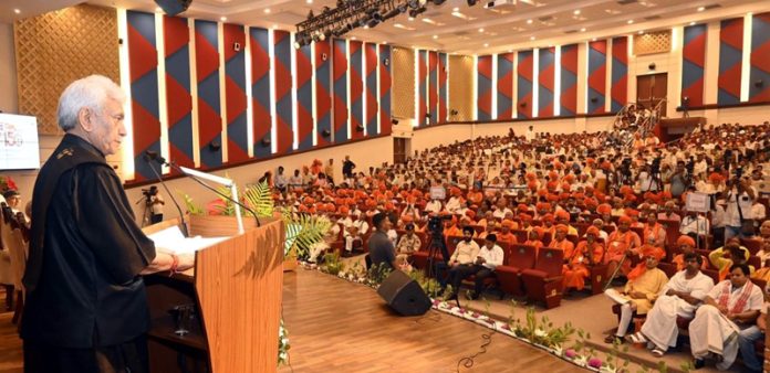Lieutenant Governor addressing Provincial Arya Mahasammelan at Jammu on Saturday.