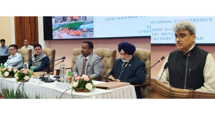 Chief Secretary addressing a workshop at Srinagar on Friday.