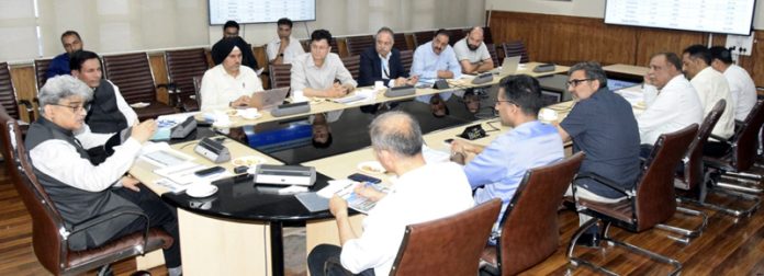 CS chairing a meeting at Srinagar on Saturday. CS chairing a meeting at Srinagar on Saturday.