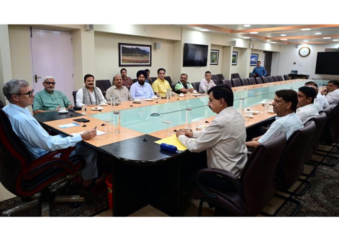 BJP MLAs meeting Chief Minister Omar Abdullah at Srinagar on Wednesday.
