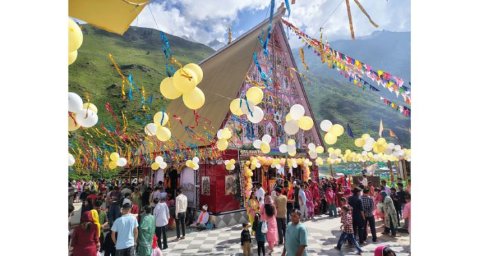 Devotees at Shree Machail Mata shrine on Saturday.