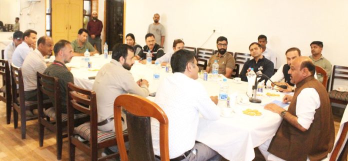 DyCM chairing a meeting at Sonamarg on Tuesday.