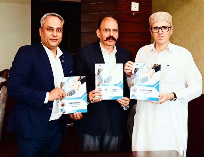 CM Omar Abdullah along with CII J&K leaders unveiling 1st edition of Confederation's Quarterly Newsletter for 2025.