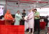 Minister Sakeena Itoo distributing awards at JLNM Hospital Srinagar on Saturday.