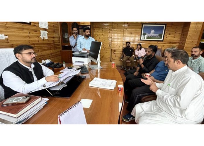 Minister Satish Sharma interacting with representatives of Wholesale Mutton Dealers Union on Wednesday. Minister Satish Sharma interacting with representatives of Wholesale Mutton Dealers Union on Wednesday.