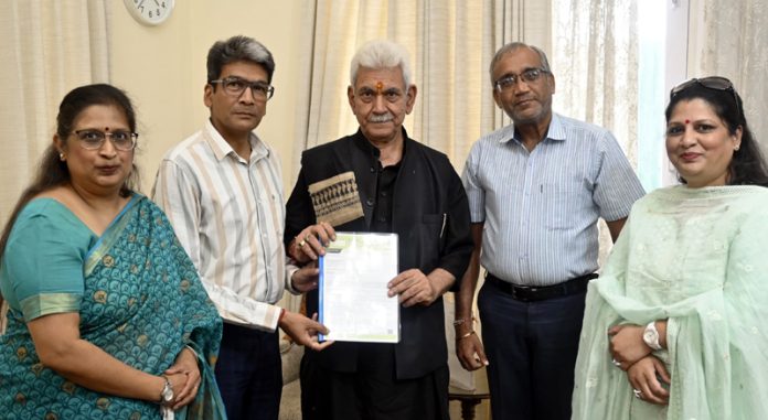 Delegation of Bharatiya Jain Sangathan, J&K meeting LG on Saturday.