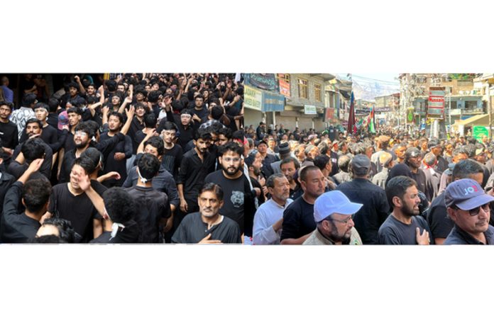 Mourners participating in Ashura processions in Jammu and Kargil on Sunday. (Excelsior/Rakesh/Basharat Ladakhi) Mourners participating in Ashura processions in Jammu and Kargil on Sunday. (Excelsior/Rakesh/Basharat Ladakhi)