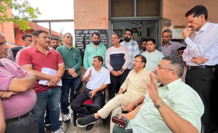 MLA Jammu West, Arvind Gupta during visit to PHE Pumping Station at Rajpura on Wednesday.