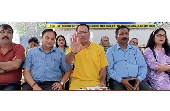 Members of Megh Sabha addressing a press conference in Jammu. Members of Megh Sabha addressing a press conference in Jammu.