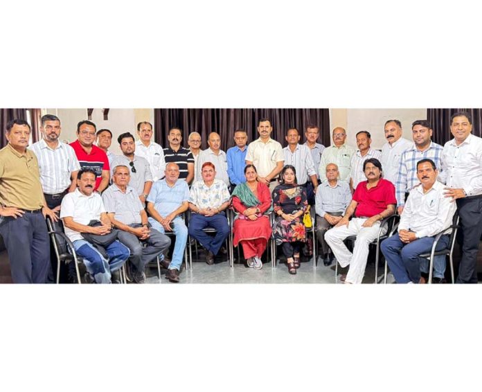 District president and secretaries with president of Pvt School Association during meeting at Jammu. District president and secretaries with president of Pvt School Association during meeting at Jammu.