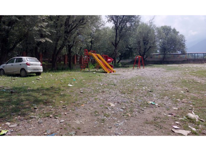 Recently constructed children park in Kangan lies in a dilapidated condition. —Excelsior/Firdous Ahmad