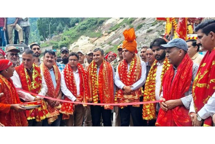 DC Ramban flagging off annual 'Sarvadhar Yatra' from Ukheral on Wednesday.