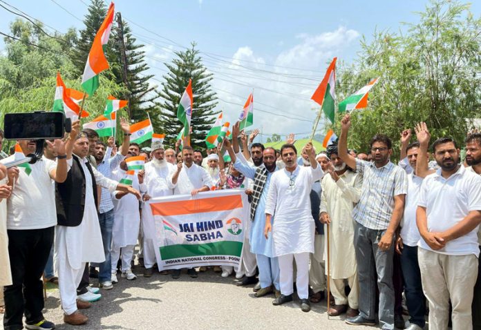 Senior Congress leaders participating in 'Jai Hind Yatra' in Poonch.