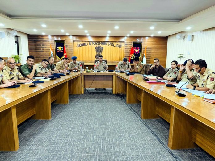 SSP Jammu chairing a meeting of police officers at DPL Jammu on Friday. SSP Jammu chairing a meeting of police officers at DPL Jammu on Friday.