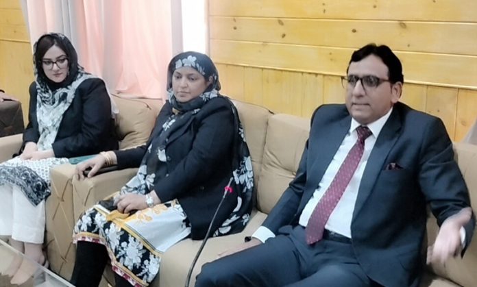 Tahir Khurshid Raina, Principal District & Sessions Judge Anantnag, along with Judicial Officers during a meeting.
