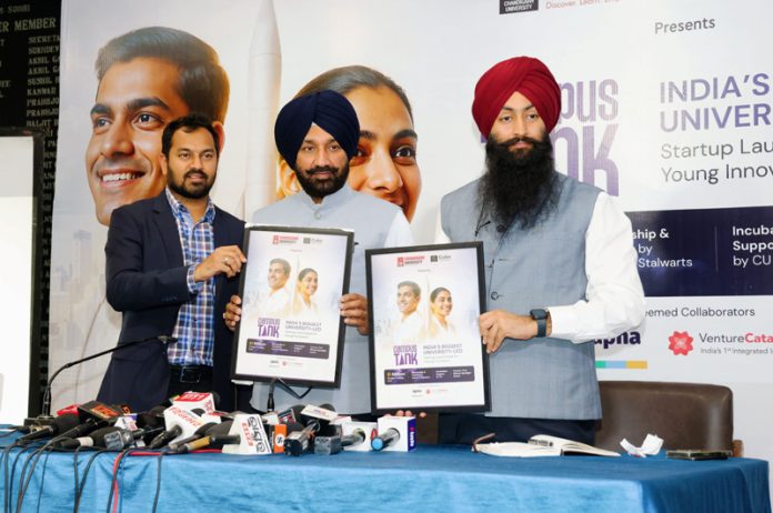 Satnam Singh Sandhu, Chancellor of CU launching a programme for new startups on Monday. Satnam Singh Sandhu, Chancellor of CU launching a programme for new startups on Monday.