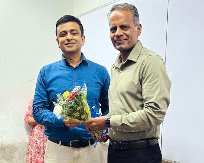 Sudhir Anand, director of Dhruv Institute felicitating Dr Romesh Kumar Sharma in Jammu. Sudhir Anand, director of Dhruv Institute felicitating Dr Romesh Kumar Sharma in Jammu.