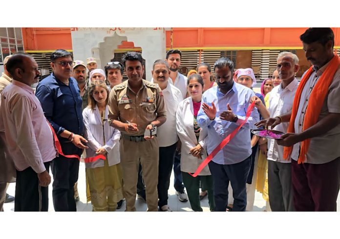 SHO Samba, Inspector Sikander Singh Chauhan inaugurating a health camp in Taloor, Samba on Sunday.