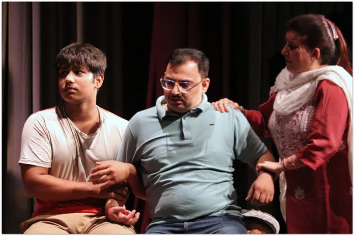 A scene from the play 'Galat Vyakaran' staged in Jammu.