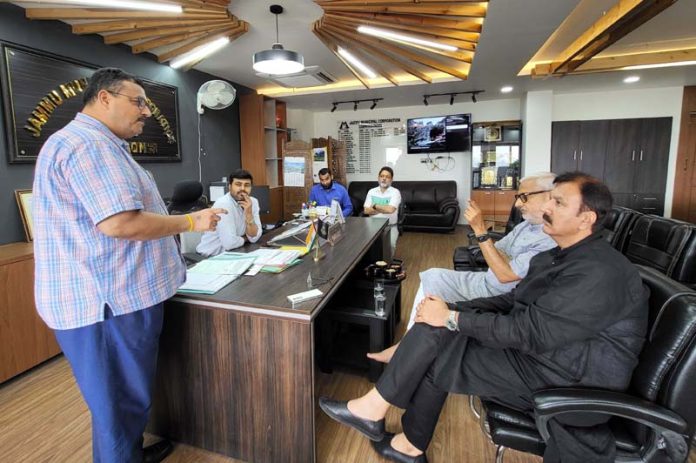 BJP MLAs during a meeting with JMC Commissioner on Saturday. BJP MLAs during a meeting with JMC Commissioner on Saturday.