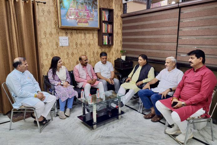BJP leaders during a meeting at Purkhoo on Tuesday. BJP leaders during a meeting at Purkhoo on Tuesday.