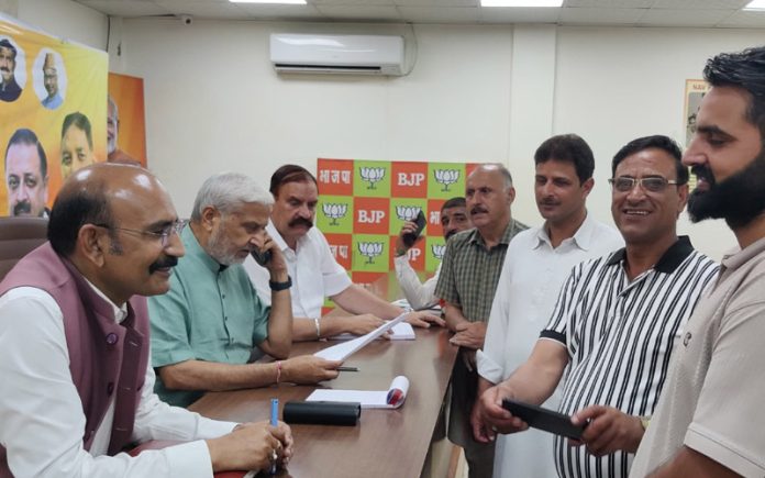 BJP MLAs at a public darbar at Jammu on Friday.