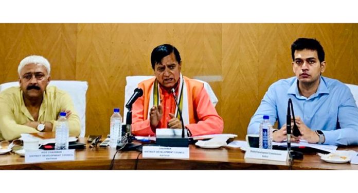 Chairman DDC Kathua chairing a meeting on Friday.