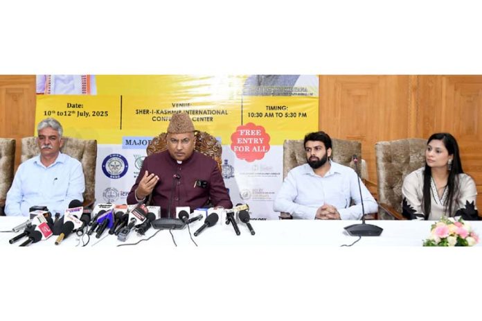 MP Ghulam Ali Khatana during a press conference in Srinagar. -Excelsior/Shakeel MP Ghulam Ali Khatana during a press conference in Srinagar. -Excelsior/Shakeel