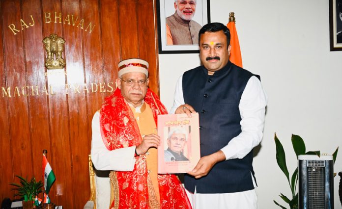 Mahant Rohit Shastri during his meeting with Governor of Himachal Pradesh, Shiv Pratap Shukla on Thursday. Mahant Rohit Shastri during his meeting with Governor of Himachal Pradesh, Shiv Pratap Shukla on Thursday.