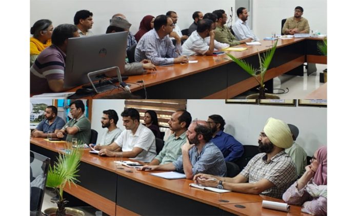 Registrar BGSBU Abhishek Sharma chairing a meeting of HoDs and administrative officers.