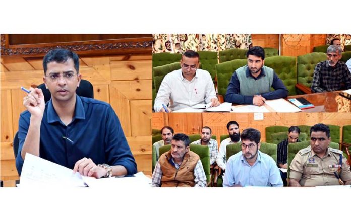 DC Shopian, Shishir Gupta chairing a meeting on Monday.
