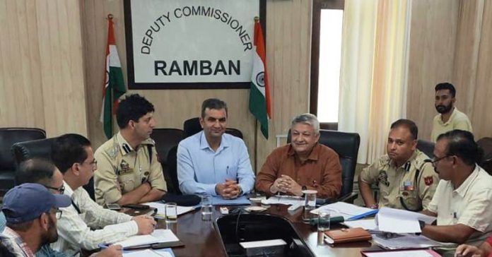 District Magistrate Ramban along with Transport Commissioner chairing a District Road Safely Committee meet on Thursday.