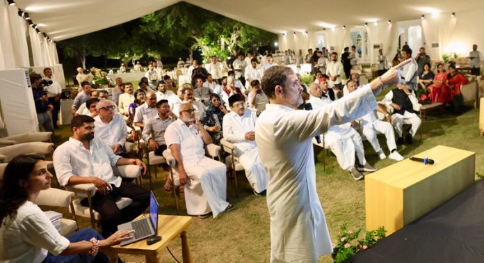 LoP and Congress leader Rahul Gandhi addressing INDIA bloc meeting in New Delhi on Thursday. LoP and Congress leader Rahul Gandhi addressing INDIA bloc meeting in New Delhi on Thursday.