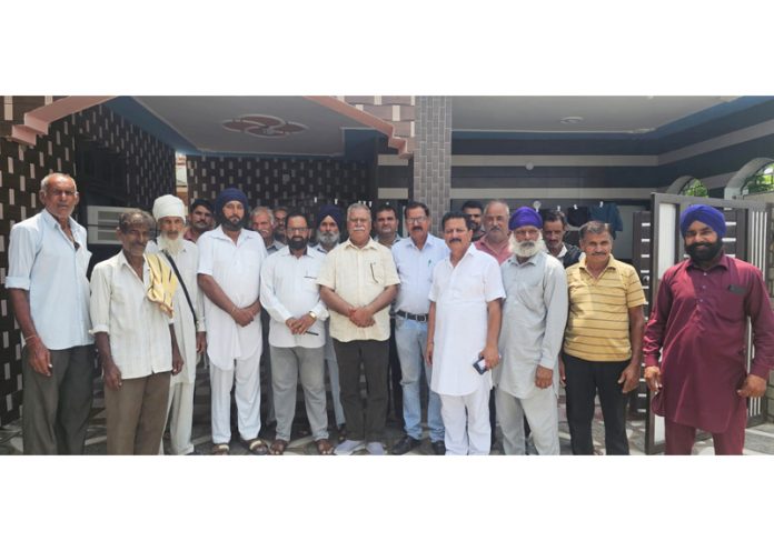 Former Minister and senior BJP leader, Ch Sukhnandan during visit to Ramgarh border belt on Monday.