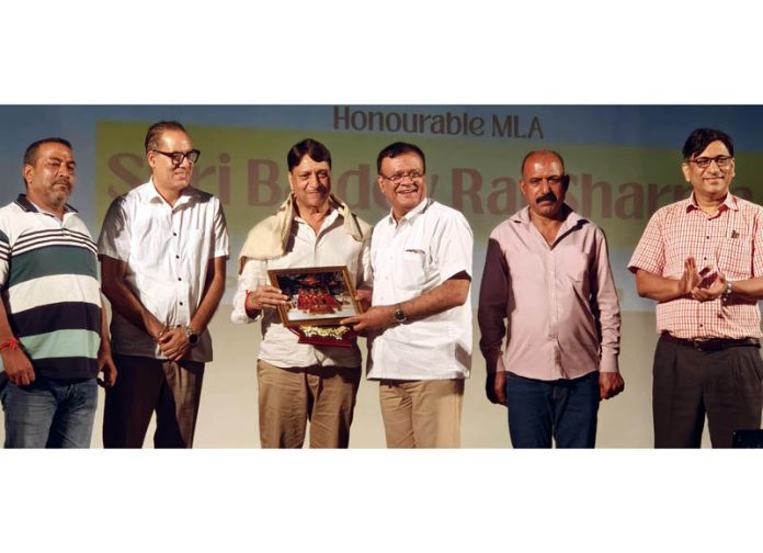 VC SMVDU Prof Pragati Kumar honouring MLA Baldev Raj Sharma during an event in the varsity.
