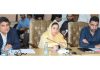 Minister Sakeena Ittoo chairing a meeting at Srinagar on Monday.