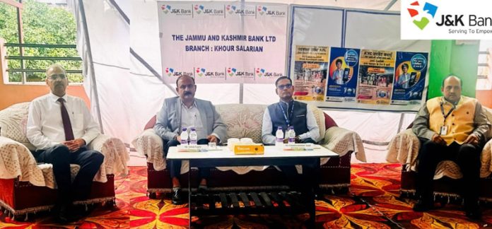 Dignitaries from J&K Bank and RBI during a banking event at Nandpur village of Samba district on Monday.